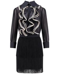 Elisabetta Franchi - Viscose Dress With Ruffles - Lyst