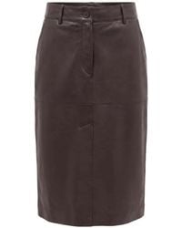 P.A.R.O.S.H. - Panelled Calf Leather Midi Skirt - Lyst