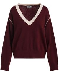 Essentiel Antwerp - V-Neck Contrast-Trim T-Shirt - Lyst