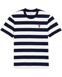 Ami Paris - Ami De Coeur Striped T-shirt - Unisex - Organic Cotton - Lyst