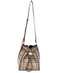 Burberry - Small Check Bucket Bag - Lyst