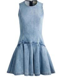 Alice + Olivia Jem Denim Tiered Mini Dress in Blue | Lyst
