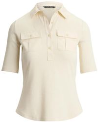 Ralph Lauren - Rib-Knit Elbow-Sleeve Top - Lyst