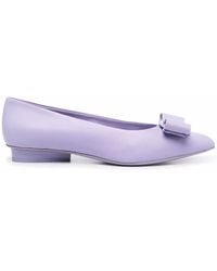 Ferragamo - Viva Bow Flat Pumps - Lyst