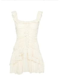 Siedres Zaye Lace-trimmed Crepe Mini Dress in Natural | Lyst