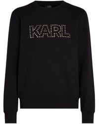 Karl Lagerfeld - Stud-embellished Crew-neck Sweatshirt - Lyst