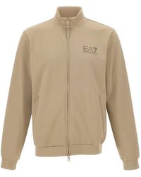 EA7 - Sweater Met Rits En Logodetail - Lyst