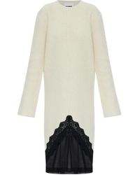 Jil Sander - Lace-Panel Midi Dress - Lyst