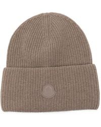 Moncler - Logo-Patch Ribbed-Knit Beanie Hat - Lyst