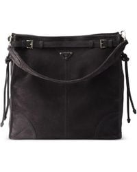 Prada - Bonnie Suede Shoulder Bag - Lyst