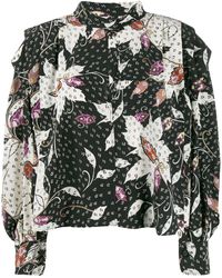Isabel Marant Blusa estampada con abertura - Negro