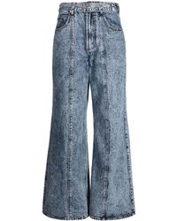 Izzue - Logo-patch Belted Wide-leg Jeans - Lyst