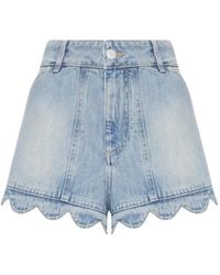 FARM Rio - Scalloped-Edge Denim Shorts - Lyst