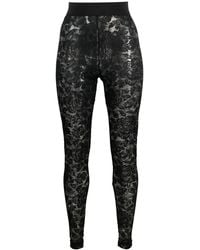 Dolce & Gabbana - Floral-Lace Logo-Waistband Leggings - Lyst