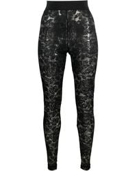 Dolce & Gabbana - Floral-Lace Logo-Waistband Leggings - Lyst