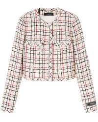 Versace - Check-pattern Tweed Cropped Jacket - Lyst
