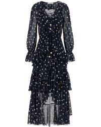 Self-Portrait - Polka-Dot Ruffled Asymmetric Dress - Lyst