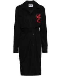 Moschino - Midi-Jurk Met Geborduurd Logo - Lyst