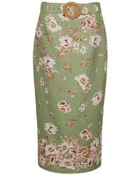 Cara Cara - Floral-Print Belted Midi Skirt - Lyst