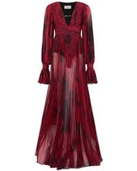 Philipp Plein - Zodiac-Print Pleated Maxi Dress - Lyst