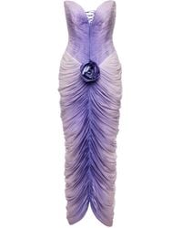 Ana Radu - Drapiertes Kleid mit Rosenverzierung - Lyst