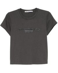 Alexander Wang - Logo-Embroidered Cropped T-Shirt - Lyst