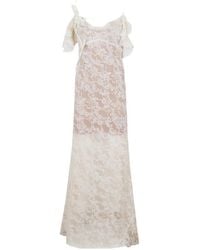 Self-Portrait - Cream Lace Flower Maxi Dress - Lyst