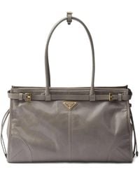 Prada - Large Enamel Triangle Logo Belted Handbag - Lyst