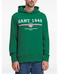 GANT - Logo-Print Hoodie - Lyst
