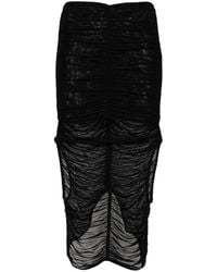 Mugler - Draped Mesh Midi Skirt - Women's - Elastane/polyamide - Lyst
