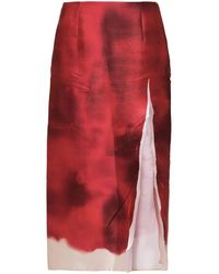 Prada - Abstract-print Slit Pencil Skirt - Lyst