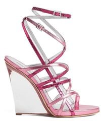 DSquared² - Metallic Strappy Wedge Sandals - Lyst