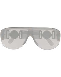 Damen Herren Accessoires Herren Sonnenbrillen Versace Eyewear Eckige Greca Sonnenbrille in Grau 