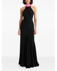 MOOS STUDIO - Halterneck Pleated Maxi Dress - Lyst