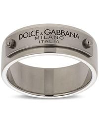 Dolce & Gabbana - Engraved-logo Plaque Band Ring - Lyst