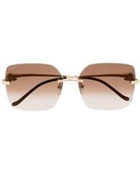 Cartier - Rimless Square-Frame Sunglasses - Lyst