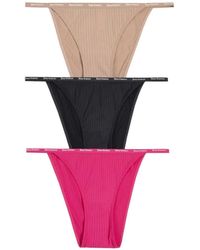 Juicy Couture - Ribbed Logo-Waistband Thongs Set (Set Of Three) - Lyst