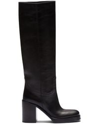 Prada - 90mm Knee-high Leather Boots - Lyst