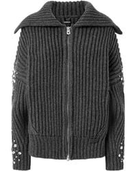 Pinko - Crystal-Embellished Ribbed Cardigan - Lyst