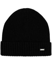 Geox - Gerippte Beanie Mit Logo-Schild - Lyst