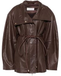Sportmax - Spsalaggio Belted Leather Jacket - Lyst