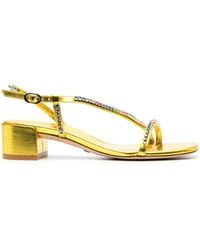 Stuart Weitzman - Crystal-embellished 45mm Block-heel Sandals - Lyst