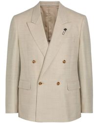 Lardini - Double-Breasted Herringbone Blazer - Lyst