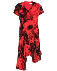 McQueen - Floral-Print Asymmetric-Hem Dress - Lyst