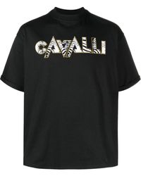 Roberto Cavalli - Zebra-print Logo T-shirt - Lyst