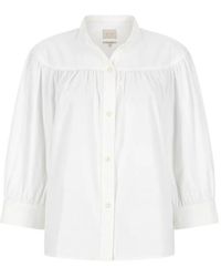 A.P.C. - Natalie Gathered-Detailing Long-Sleeved Blouse - Lyst