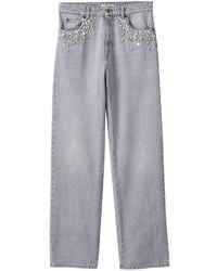 Miu Miu - Embellished Mid-rise Straight-leg Jeans - Lyst