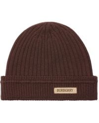 Burberry - Logo-Plaque Wool Beanie - Lyst