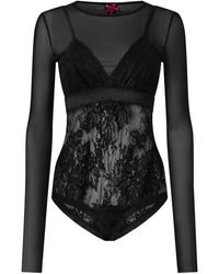 Pinko - Fagiolino Lace-Panel Long-Sleeve Bodysuit - Lyst