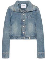 Courreges - Reedition Denim Jack Met Borduurwerk - Lyst